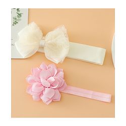 Babyhug Headbands Free Size With Bow & Floral Applique Pack Of 2 - Yellow & Pink