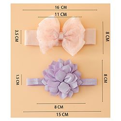 Babyhug Headbands Free Size With Bow & Floral Applique Pack Of 2 - Yellow & Pink