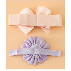 Babyhug Headbands Free Size With Bow & Floral Applique Pack Of 2 - Yellow & Pink