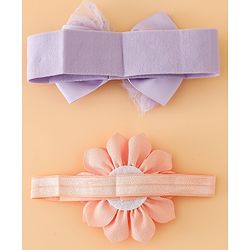 Babyhug Headbands Free Size With Bow & Floral Applique Pack Of 2 - Yellow & Pink