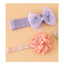 Babyhug Headbands Free Size With Bow & Floral Applique Pack Of 2 - Yellow & Pink