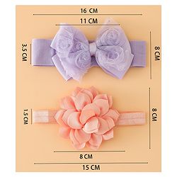 Babyhug Headbands Free Size With Bow & Floral Applique Pack Of 2 - Yellow & Pink