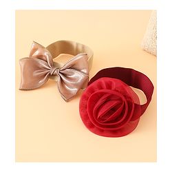Babyhug Headbands Free Size With Bow & Floral Applique Pack Of 2 - Brown & Maroon