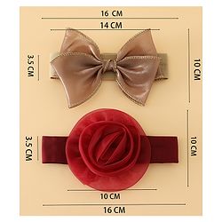 Babyhug Headbands Free Size With Bow & Floral Applique Pack Of 2 - Brown & Maroon
