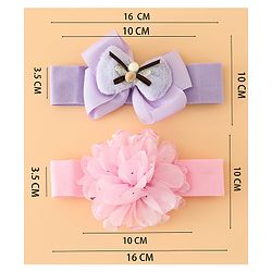 Babyhug Headbands Free Size With Bow & Floral Applique Pack Of 2 - Pink & Purple