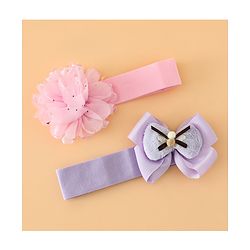 Babyhug Headbands Free Size With Bow & Floral Applique Pack Of 2 - Pink & Purple