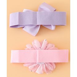Babyhug Headbands Free Size With Bow & Floral Applique Pack Of 2 - Pink & Purple