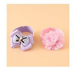 Babyhug Headbands Free Size With Bow & Floral Applique Pack Of 2 - Pink & Purple