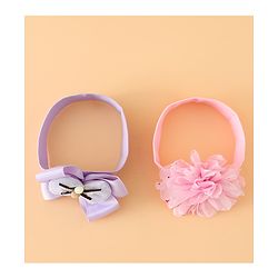 Babyhug Headbands Free Size With Bow & Floral Applique Pack Of 2 - Pink & Purple