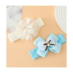 Babyhug Headbands Free Size With Bow & Floral Applique Pack Of 2 - Pink & Purple