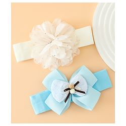 Babyhug Headbands Free Size With Bow & Floral Applique Pack Of 2 - Pink & Purple