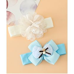Babyhug Headbands Free Size With Bow & Floral Applique Pack Of 2 - Pink & Purple