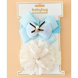 Babyhug Headbands Free Size With Bow & Floral Applique Pack Of 2 - Pink & Purple