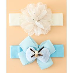 Babyhug Headbands Free Size With Bow & Floral Applique Pack Of 2 - Pink & Purple