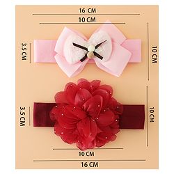 Babyhug Headbands Free Size With Bow & Floral Applique Pack Of 2 - Pink & Purple