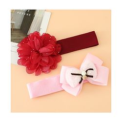 Babyhug Headbands Free Size With Bow & Floral Applique Pack Of 2 - Pink & Purple