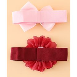 Babyhug Headbands Free Size With Bow & Floral Applique Pack Of 2 - Pink & Purple