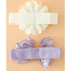 Babyhug Headbands Free Size With Bow & Floral Applique Pack Of 2 - White & Purple