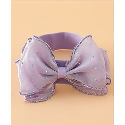 Babyhug Headbands Free Size With Bow & Floral Applique Pack Of 2 - White & Purple