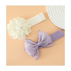 Babyhug Headbands Free Size With Bow & Floral Applique Pack Of 2 - White & Purple