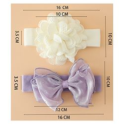 Babyhug Headbands Free Size With Bow & Floral Applique Pack Of 2 - White & Purple