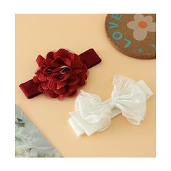 Babyhug Headbands Free Size With Bow & Floral Applique Pack Of 2 - White & Purple