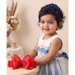 Babyhug Headbands Free Size With Bow & Floral Applique Pack Of 2 - White & Purple