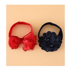 Babyhug Headbands Free Size With Bow & Floral Applique Pack Of 2 - White & Purple