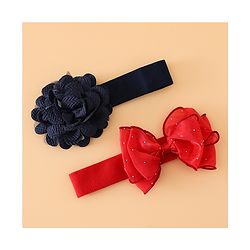 Babyhug Headbands Free Size With Bow & Floral Applique Pack Of 2 - White & Purple