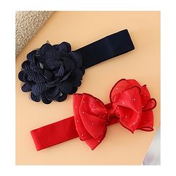 Babyhug Headbands Free Size With Bow & Floral Applique Pack Of 2 - White & Purple