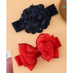 Babyhug Headbands Free Size With Bow & Floral Applique Pack Of 2 - White & Purple