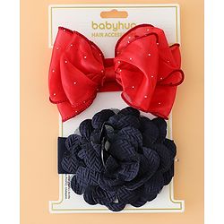 Babyhug Headbands Free Size With Bow & Floral Applique Pack Of 2 - White & Purple