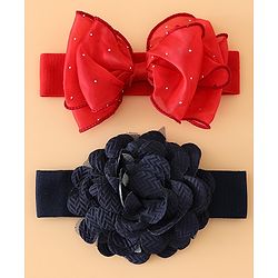 Babyhug Headbands Free Size With Bow & Floral Applique Pack Of 2 - White & Purple