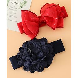 Babyhug Headbands Free Size With Bow & Floral Applique Pack Of 2 - White & Purple