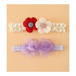 Babyhug Headbands Free Size With Floral Applique Pack Of 2 - White & Red