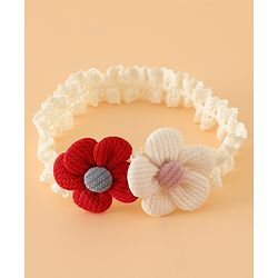 Babyhug Headbands Free Size With Floral Applique Pack Of 2 - White & Red