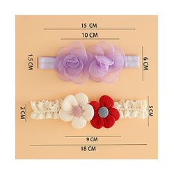 Babyhug Headbands Free Size With Floral Applique Pack Of 2 - White & Red