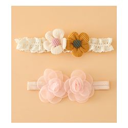Babyhug Headbands Free Size With Floral Applique Pack Of 2 - White & Red