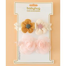Babyhug Headbands Free Size With Floral Applique Pack Of 2 - White & Red
