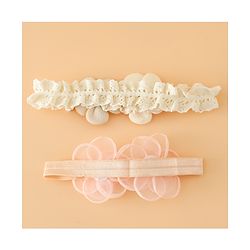 Babyhug Headbands Free Size With Floral Applique Pack Of 2 - White & Red