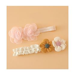 Babyhug Headbands Free Size With Floral Applique Pack Of 2 - White & Red