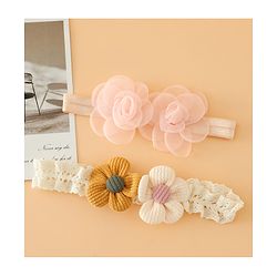 Babyhug Headbands Free Size With Floral Applique Pack Of 2 - White & Red