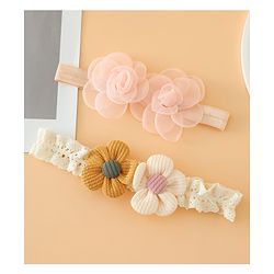 Babyhug Headbands Free Size With Floral Applique Pack Of 2 - White & Red
