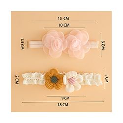 Babyhug Headbands Free Size With Floral Applique Pack Of 2 - White & Red