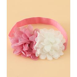 Babyhug Headbands Free Size With Bow & Floral Applique Pack Of 2 - Pink & White
