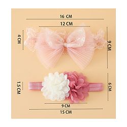 Babyhug Headbands Free Size With Bow & Floral Applique Pack Of 2 - Pink & White