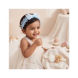 Babyhug Headbands Free Size With Bow & Floral Applique Pack Of 2 - Pink & White