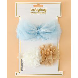 Babyhug Headbands Free Size With Bow & Floral Applique Pack Of 2 - Pink & White