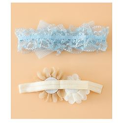 Babyhug Headbands Free Size With Bow & Floral Applique Pack Of 2 - Pink & White