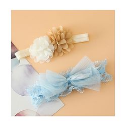 Babyhug Headbands Free Size With Bow & Floral Applique Pack Of 2 - Pink & White